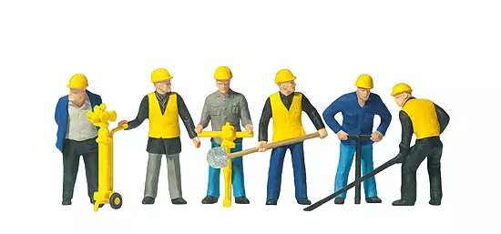 Confezione da 6 personaggi - Gruppo di manutenzione - Figurina - PREISER 10035 - Scala HO : 1/87th