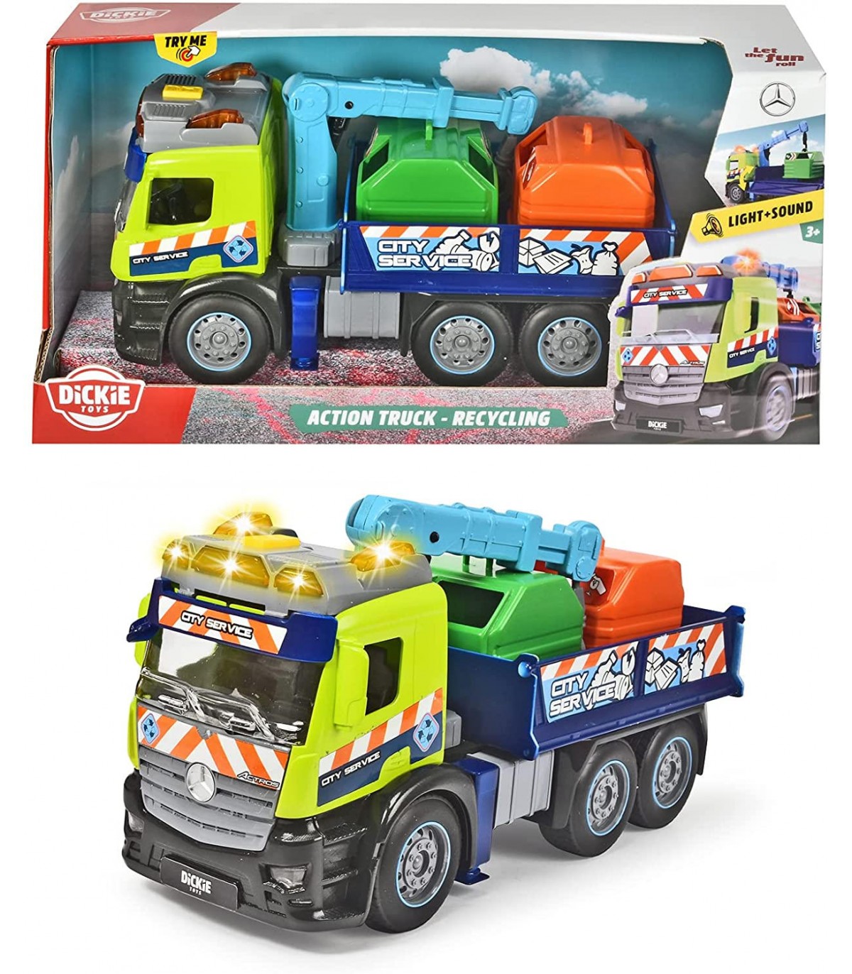 Dickie - Mercedes Action Truck Riciclaggio cm. 26 con Luci e Suoni