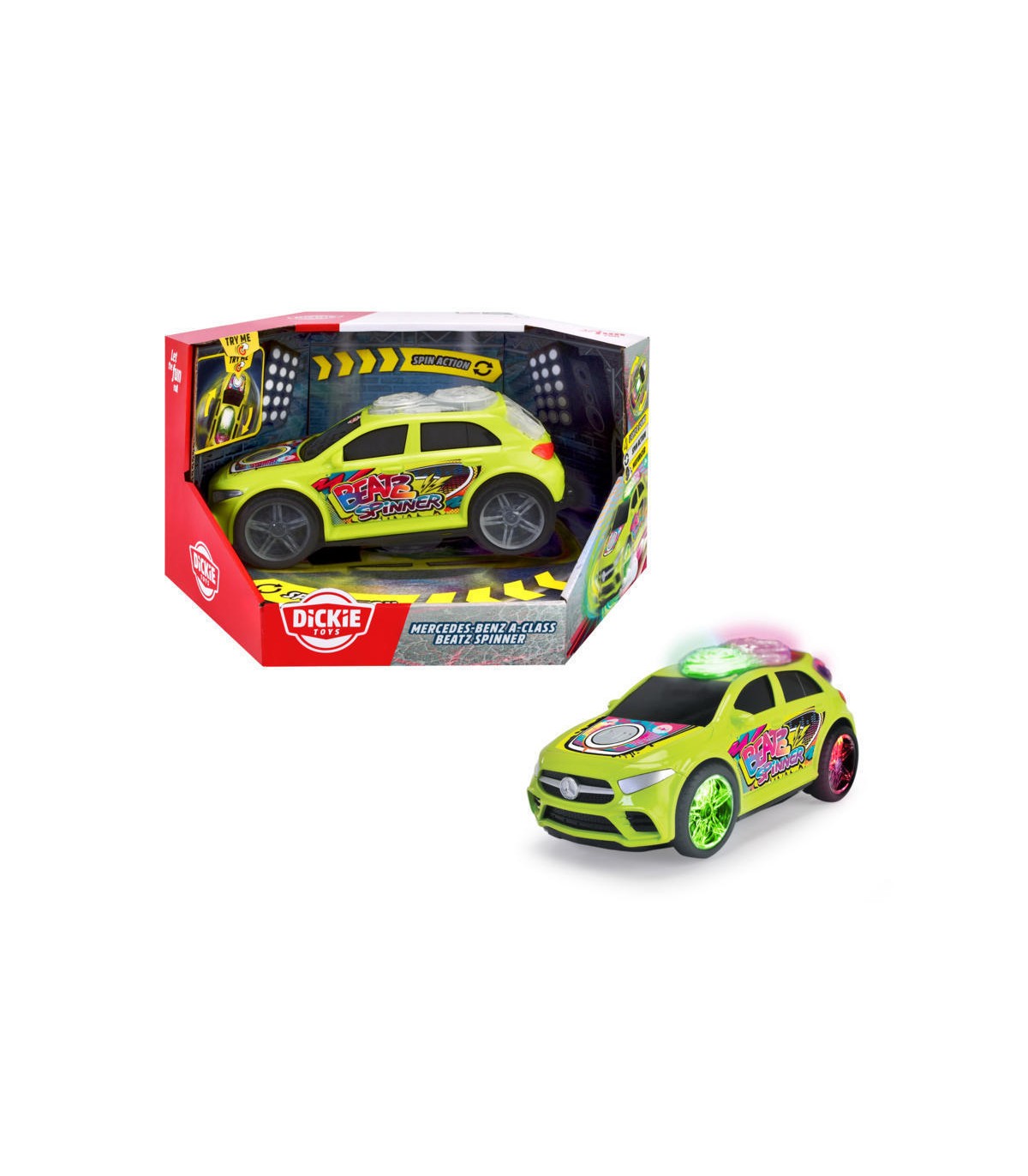 Dickie - Mercedes-Benz Classe A 23,5 cm Motorizzato Funzione Spinning, Luci e Suoni