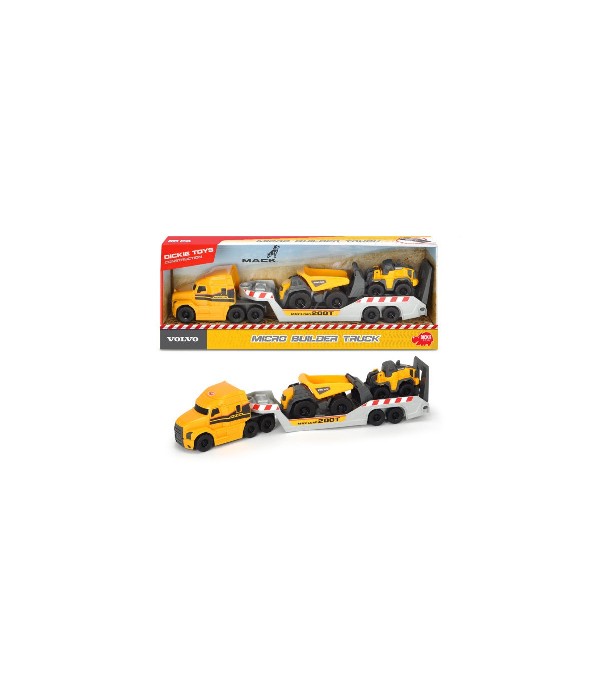 Dickie Volvo Mack Truck cm 32 con Micro Builder 9 cm