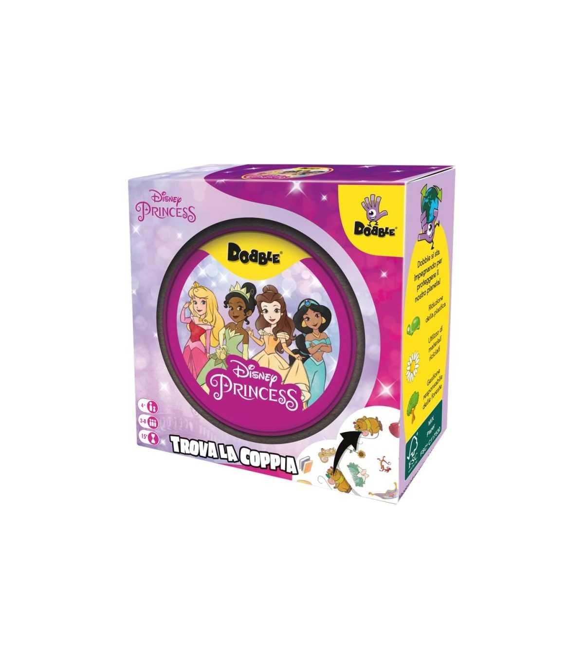 Dobble - Disney Princess: Gioco di Carte Educativo e Divertente per Famiglie, 4-8 Giocatori, 10 Minuti di Azione!