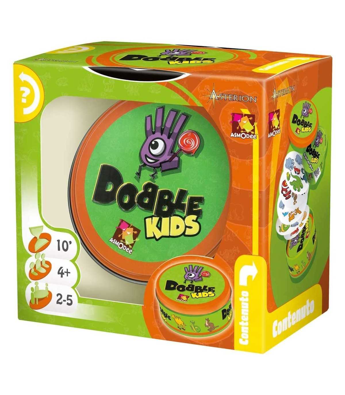 Dobble Kids - Gioco di Carte per Bambini dai 4 Anni, Divertente e Stimolante, 30 Carte con Animali, 2-5 Giocatori Asmodee