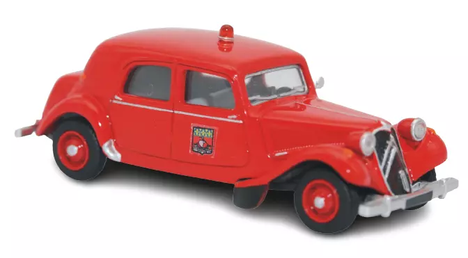 Voiture Pompiers de Paris Citroën Traction 11B 1952 rouge SAI 6121 - HO 1/87