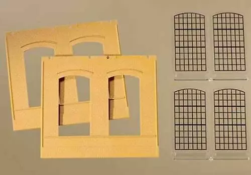Kit di 2 pareti 2325A con 4 finestre Auhagen 80604 - HO: 1/87 - sistema modulare