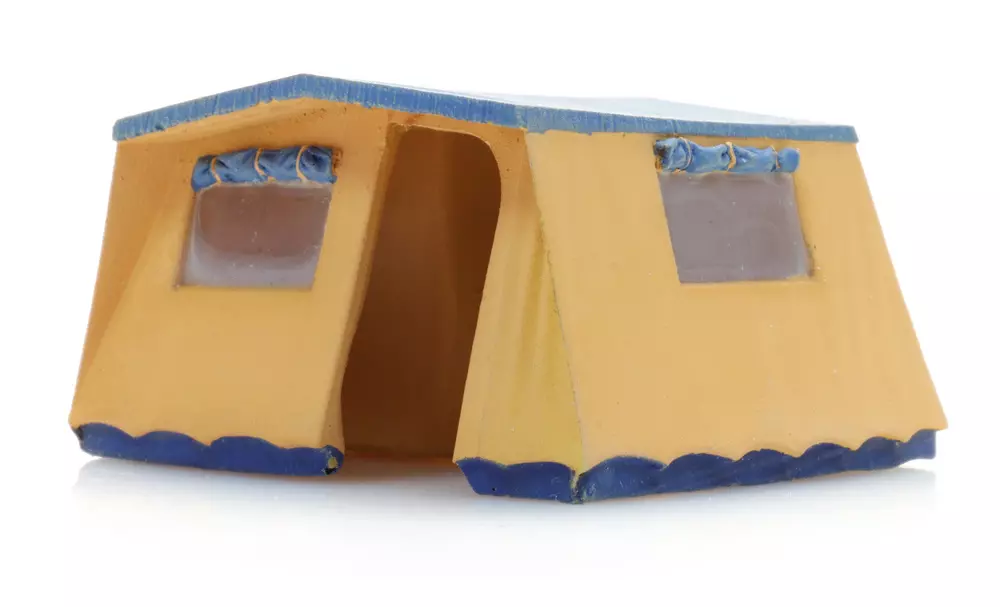 Tenda bungalow in tela beige e blu - Artitec 387.566 - HO 1/87