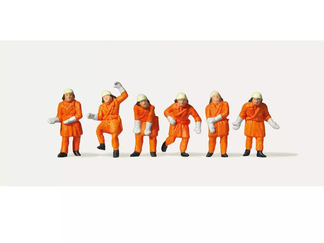 Set di 6 pompieri in abiti protettivi - Merten 0212579 - HO 1/87