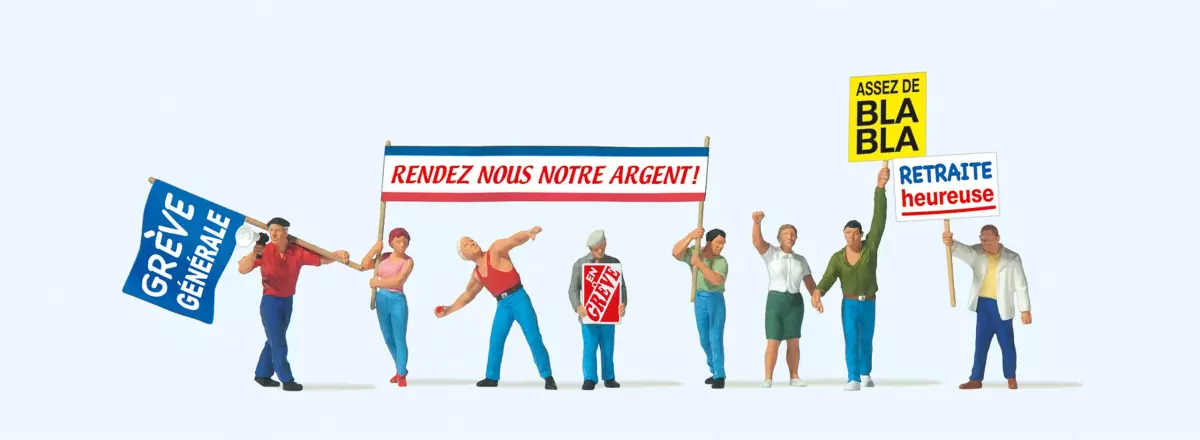 Set di 8 figure dimostrative per il pensionamento Preiser 10787 - HO : 1/87