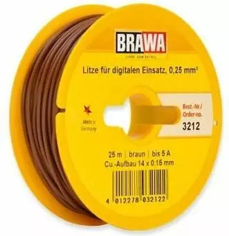 Câble électrique Marron 0,25 mm² - 25 mètres de longueur - BRAWA 3212
