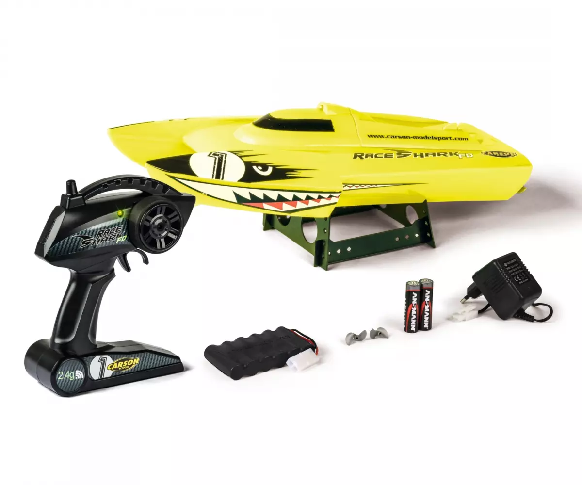 Catamarano Race Shark FD 2.4G 100% RTR - Carson 500108029 - Échelle universelle - Jaune
