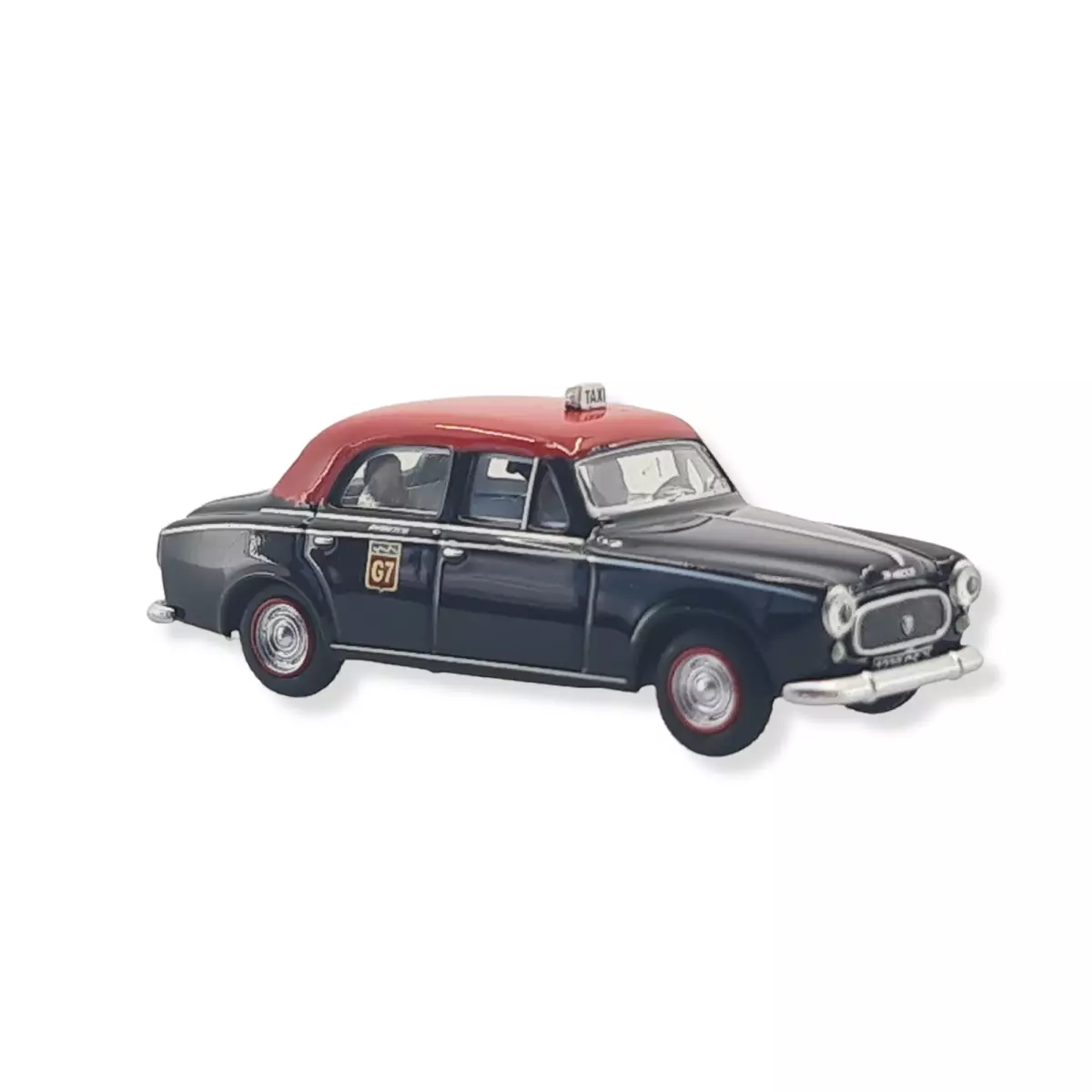 Peugeot 403 Taxi G7, tetto rosso nero, 2 personaggi SAI 1623 - HO : 1/87