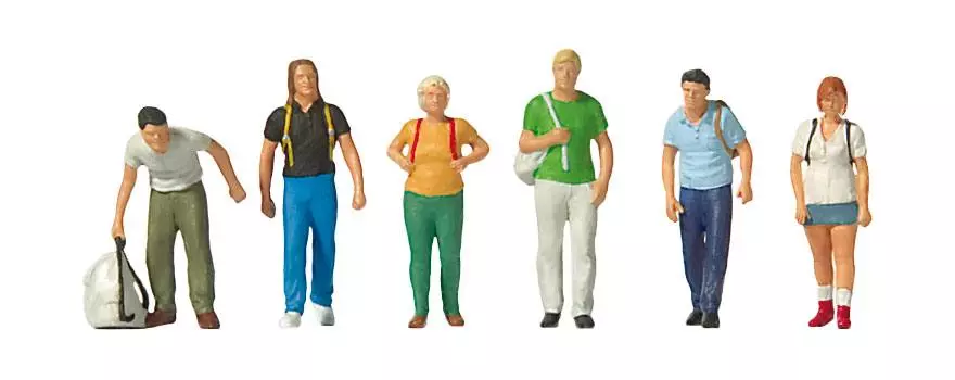 Set di 6 viaggiatori con zaino PREISER 10725 - HO: 1/87