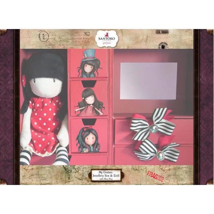 Gorjuss® - Set regalo bambola + accessori capelli + porta gioie