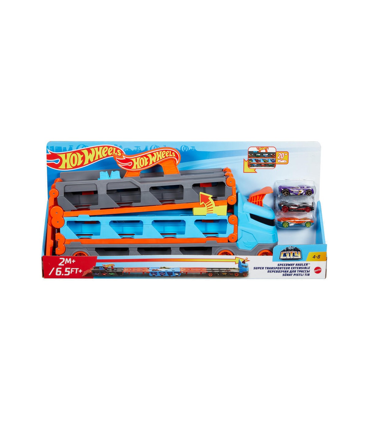Hot Wheels - Camion 2 in 1 Trasportatore e Pista
