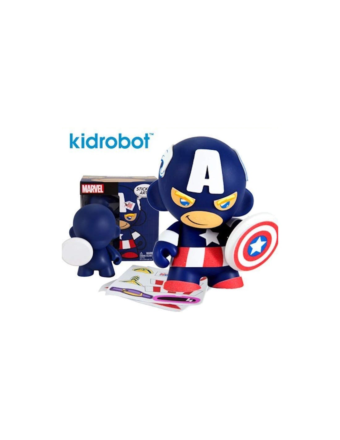 KIDROBOT MUNNYWORLD MARVEL MUNNY 4"' MINI PVC CAPTAIN AMERICA NEW BOX