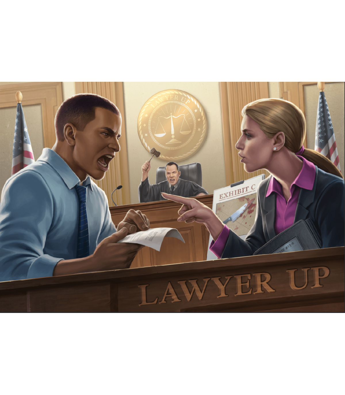 Lawyer Up - Gioco di Carte Asimmetrico per 2 Giocatori, Sfide Legali e Strategia, 60 Minuti di Divertimento!