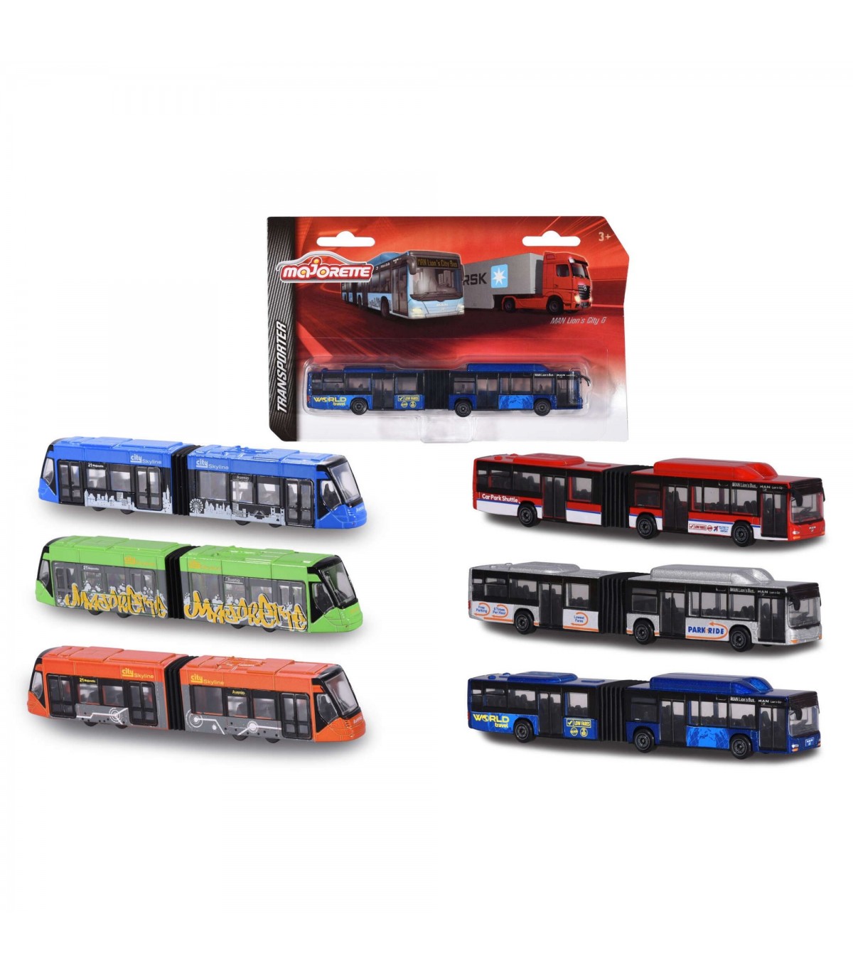 Majorette MAN City Bus+Siemens Avenio Tram cm. 20 - 6 asst.