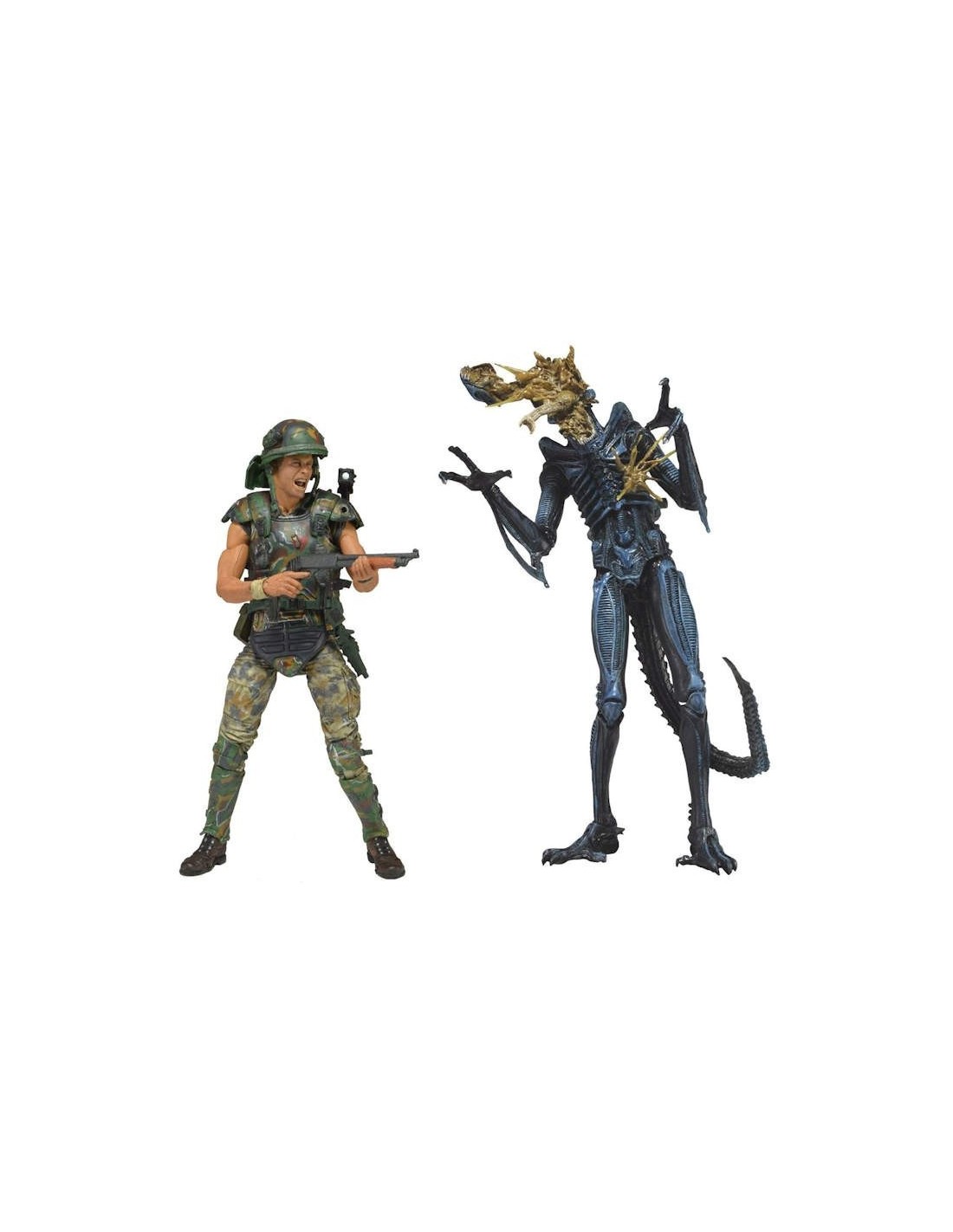 NECA ALIENS MARINES DWAYNE HICKS VS XENOMORPH WARRIOR BLUE 2 PACK DELUXE NEW