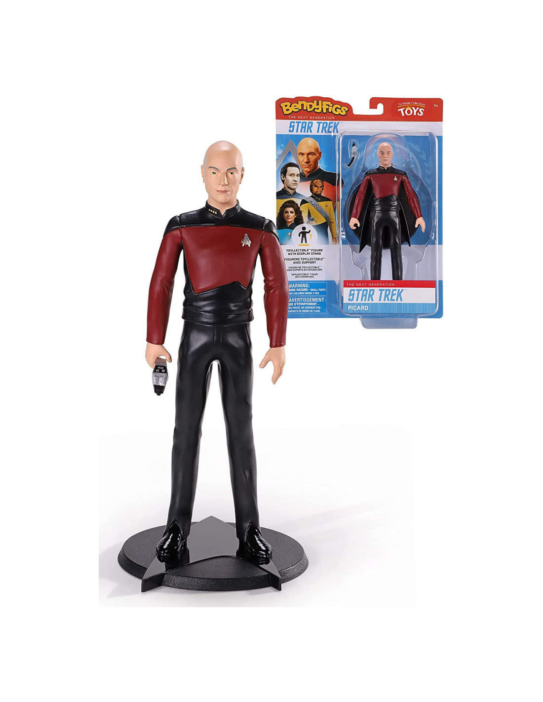 NOBLE COLLECTON BENDYFIGS STAR TREK NEXT GENERATION - JANLUC PICARD ACTION FIGURE NEW!