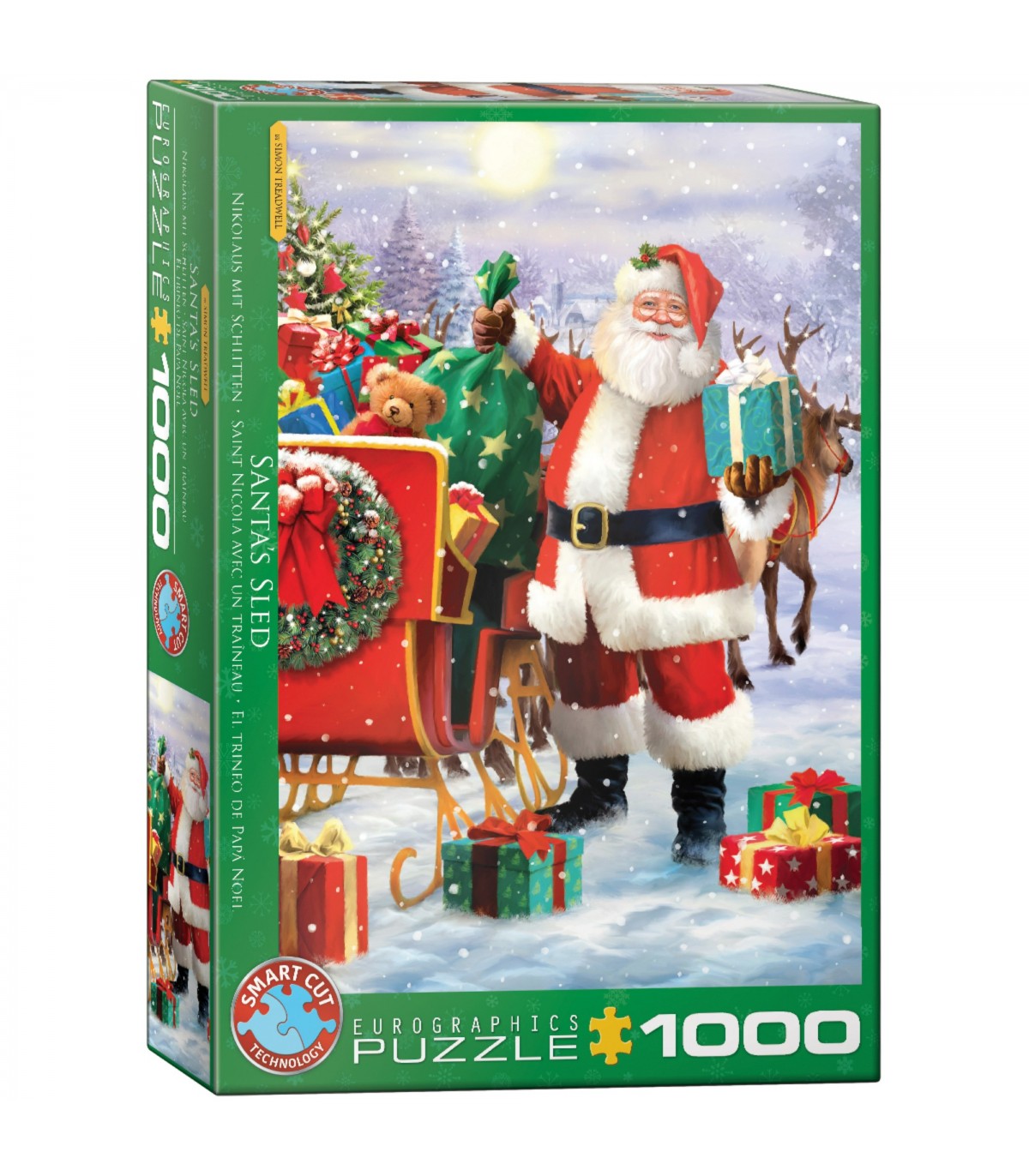 Puzzle da 1000 Pezzi - Simon Tread: Santa with Sled by Simon Tread