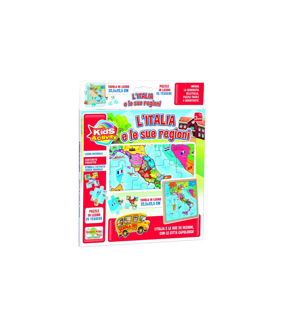 Puzzle da 25 Pezzi in Legno - Kids Activity: l'Italia e Le Sue Regioni