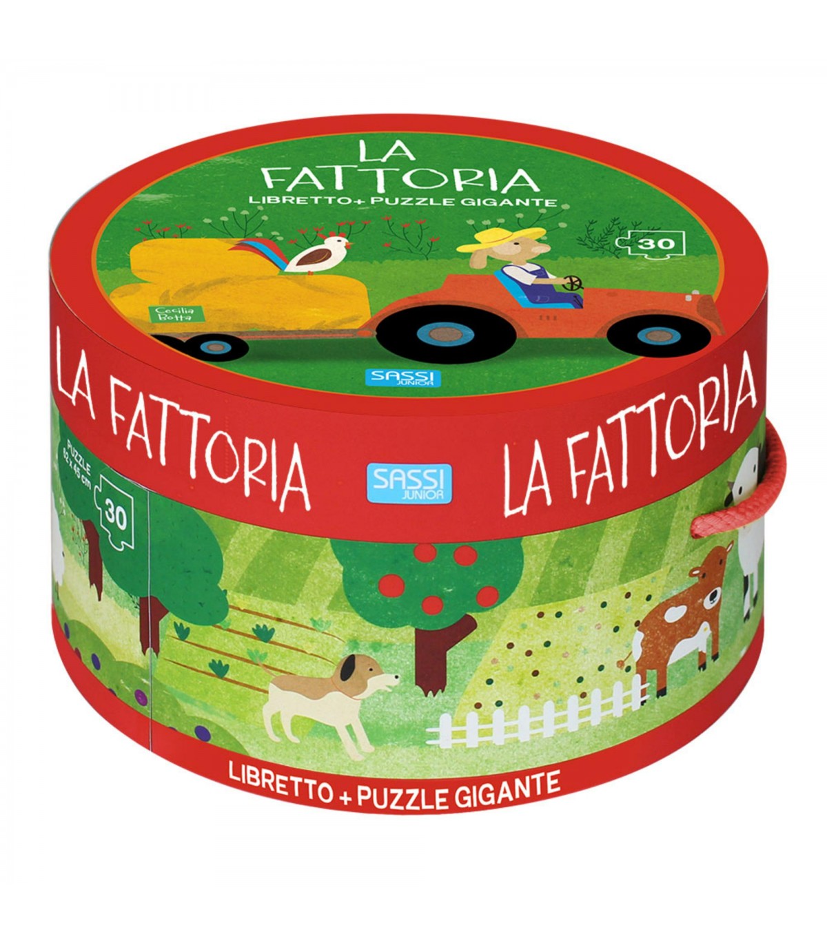 Puzzle da 30 Pezzi Gigante - La Fattoria (Puzzle Scatola Tonda e Libro)