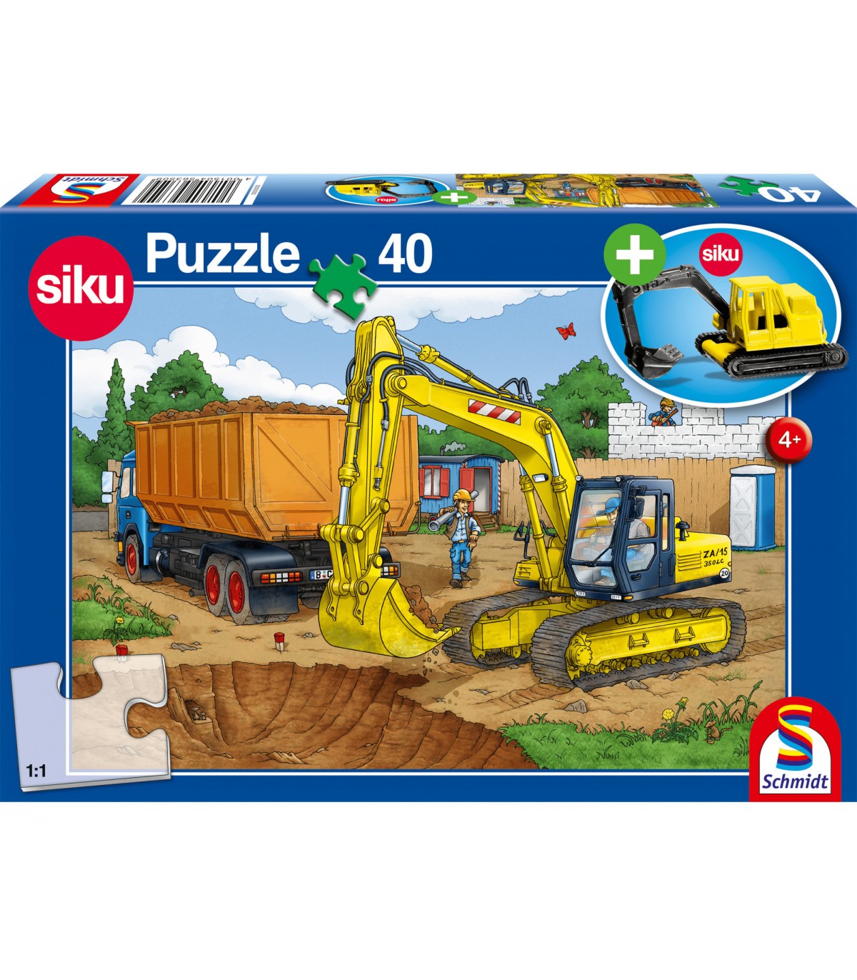 Puzzle da 40 Pezzi con Gadget - Escavatore