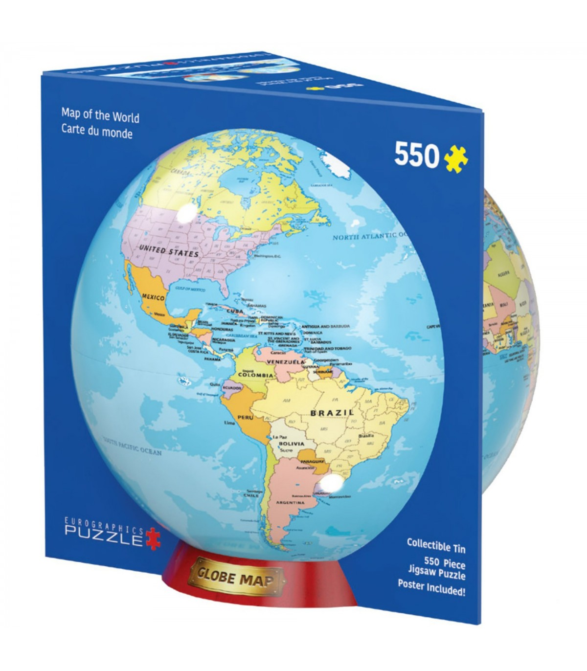 Puzzle da 550 Pezzi - Tin Box: Map of the World Tin