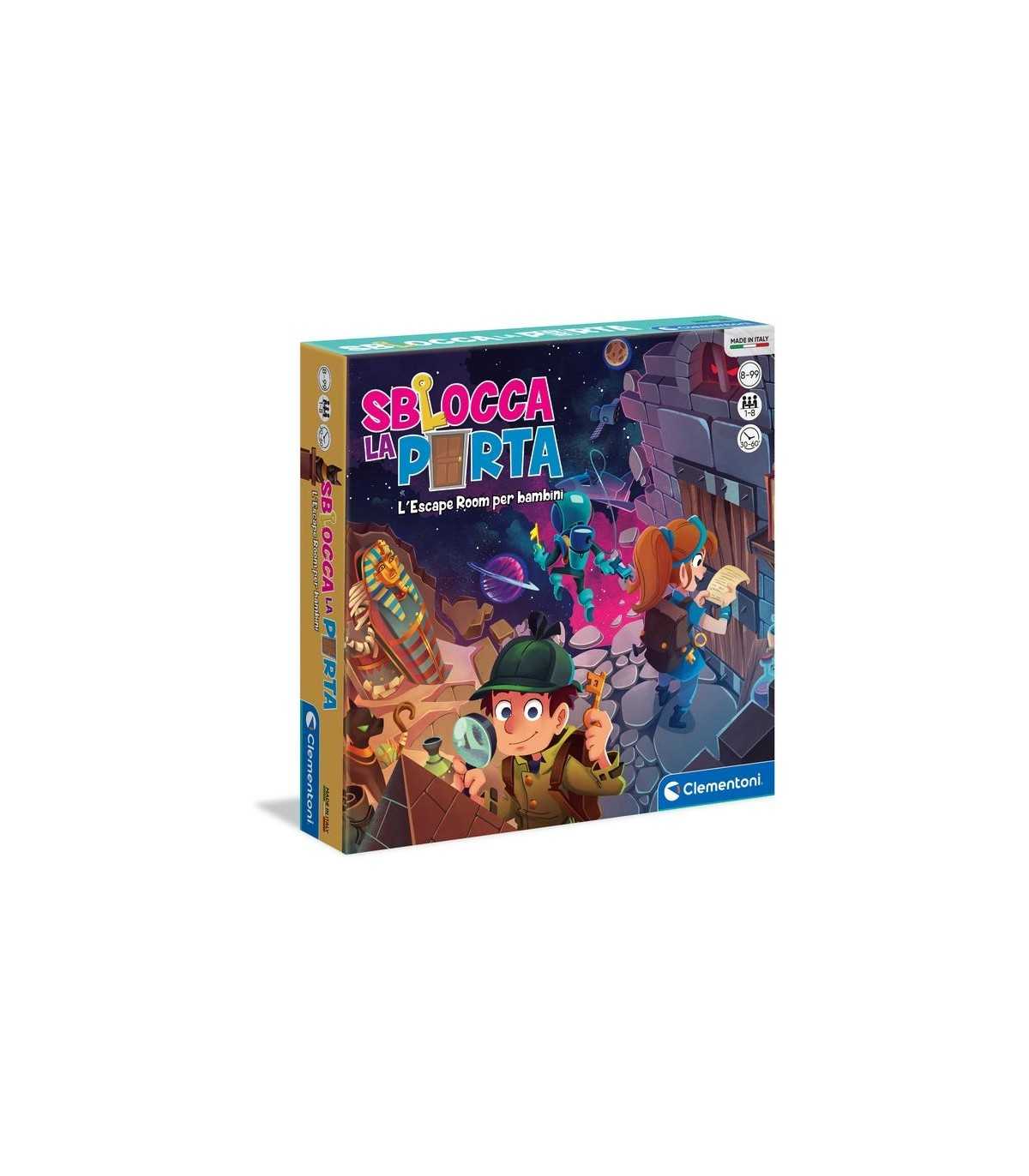 Sblocca la Porta - Gioco di Logica Clementoni per Bambini, Avventure Spaziali e Misteriose, 1-8 Giocatori, Età 8+
