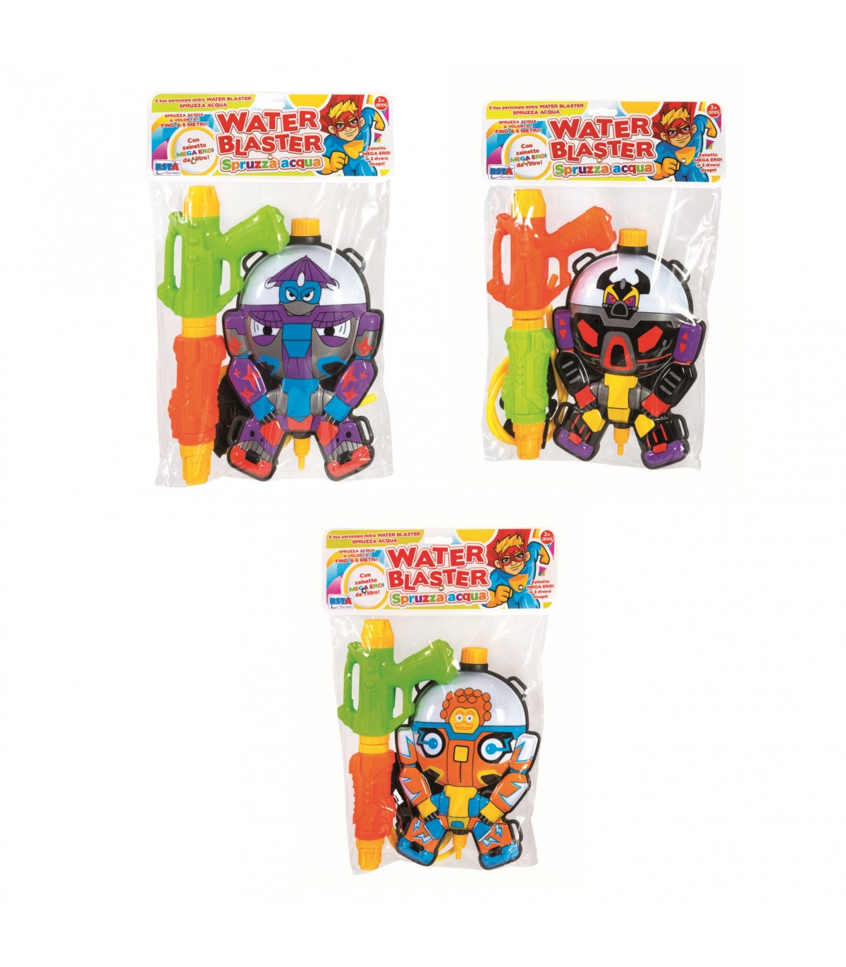 SERBATOIO ZAINETTO MEGA EROI 3 ASS.CON FACILE SPRUZZO