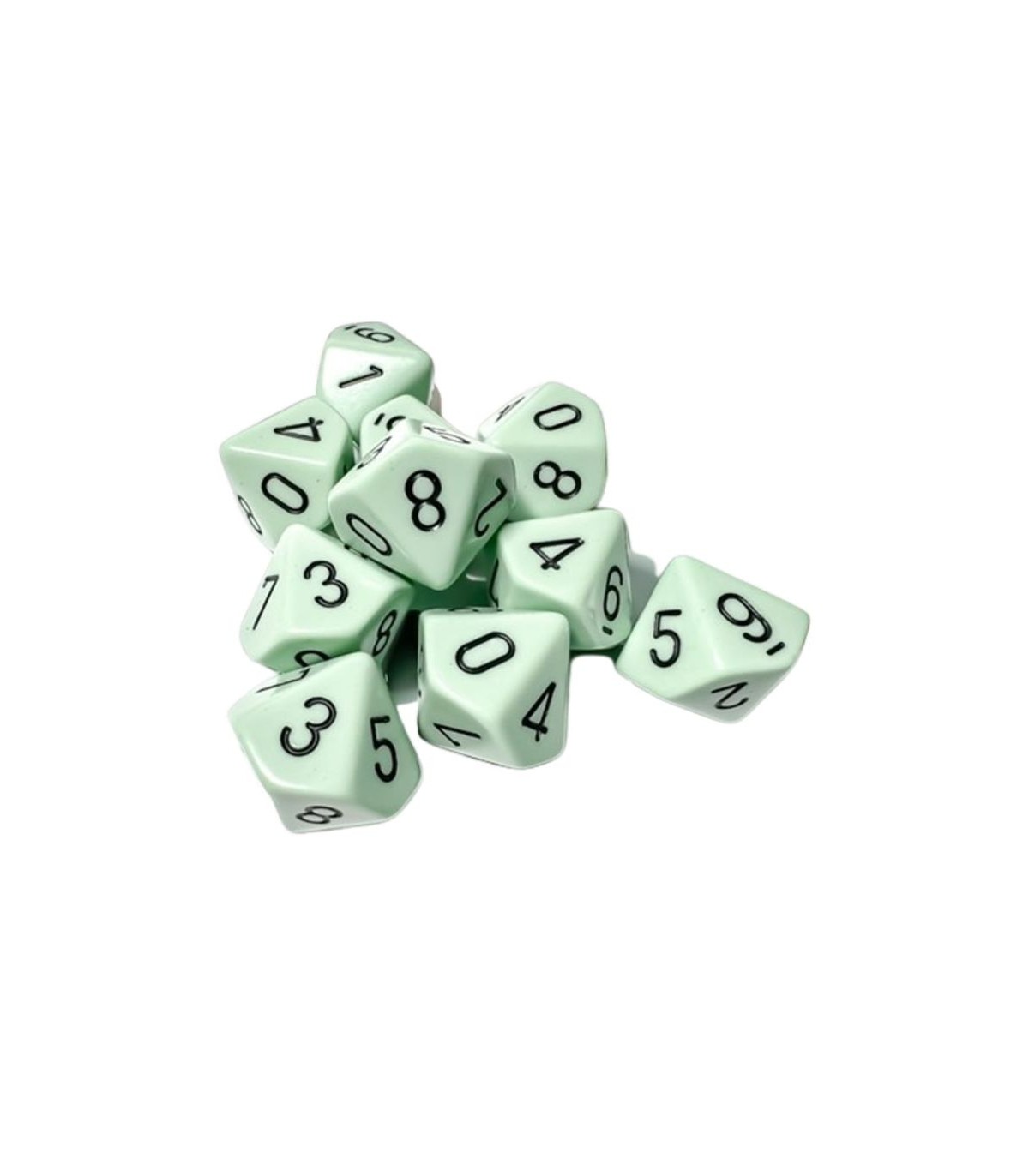 Set di 10 Dadi D10 Opaco Pastello (Verde, Nero)