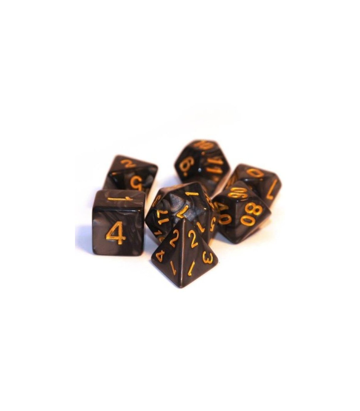 Set di 7 Dadi Pearl - Black-Gold