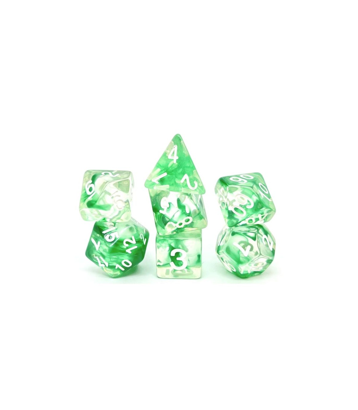 Set di 7 Dadi Transparent - Nebula Green