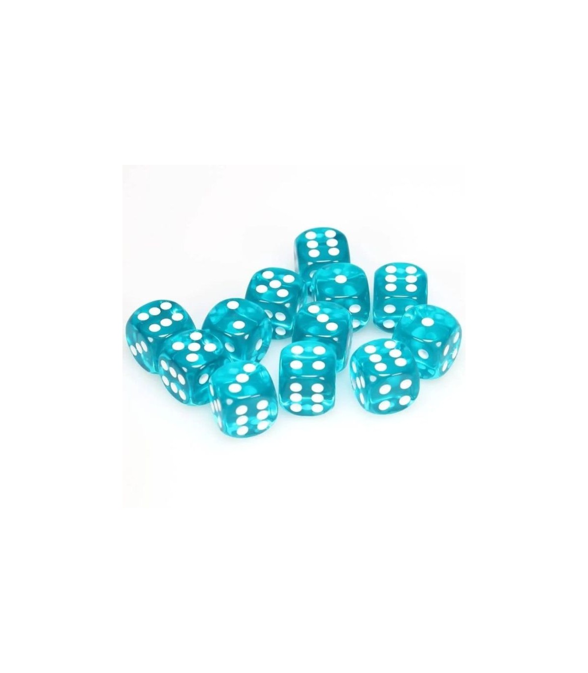 Set di Dadi 12D6 Trasparente (Ciano, Bianco)
