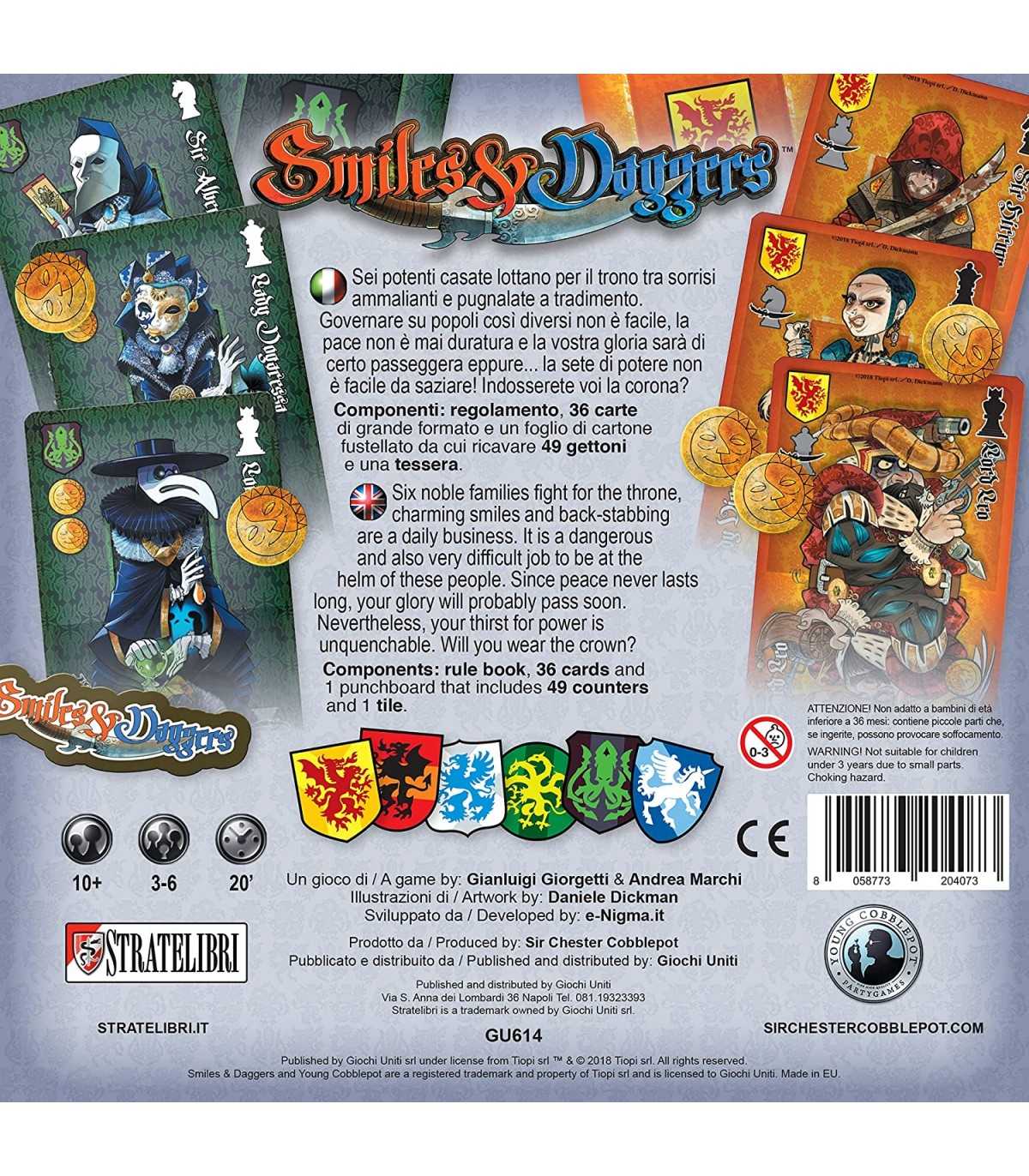 Smiles & Daggers - Gioco da Tavolo di Bluff e Strategia per 3-6 Giocatori | Giochi Uniti, Divertimento e Intrigo!