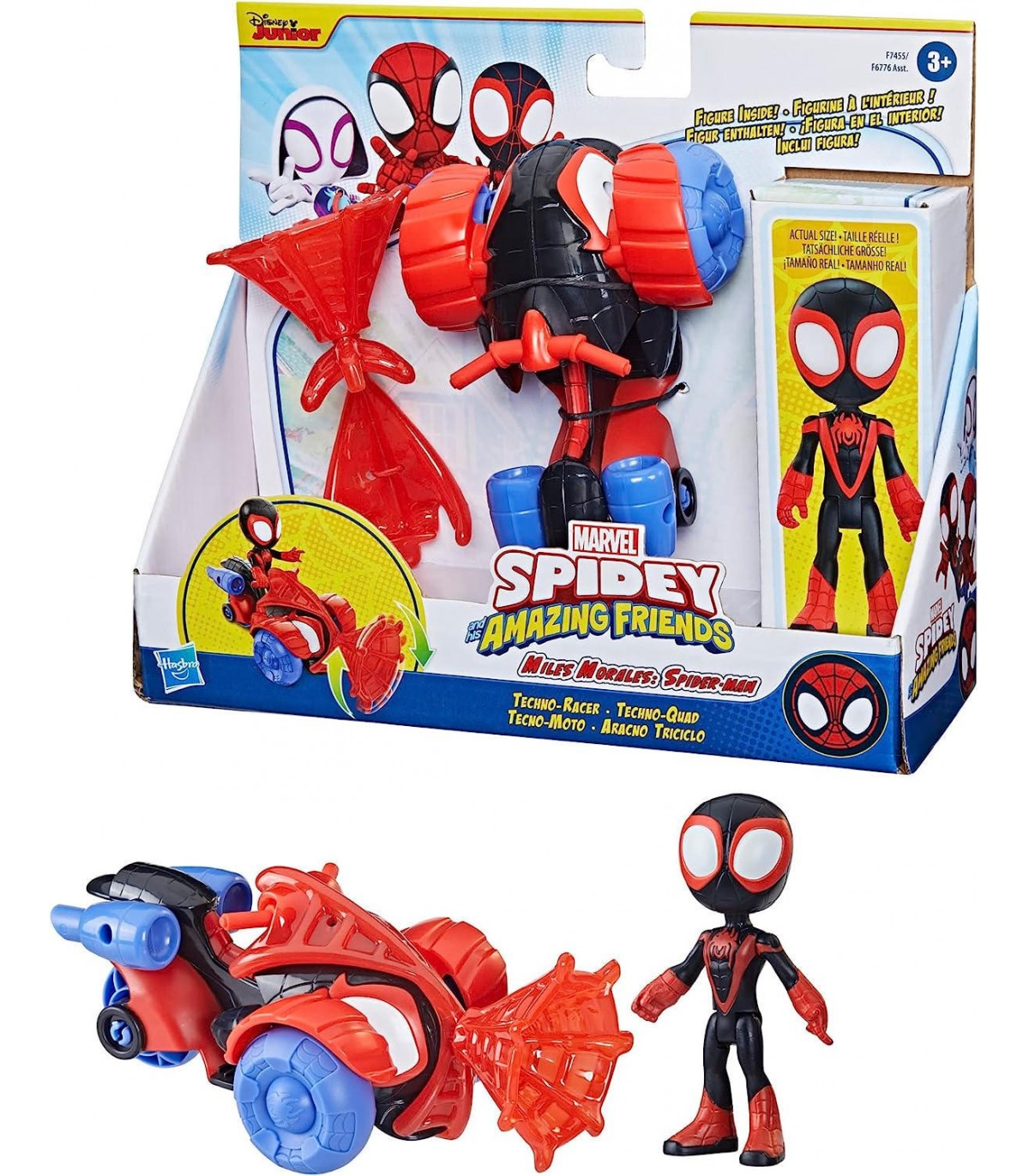 SPIDEY VEICOLO CON PERSONAGGIO E ACCESSORI - MILES TECHNO RACER