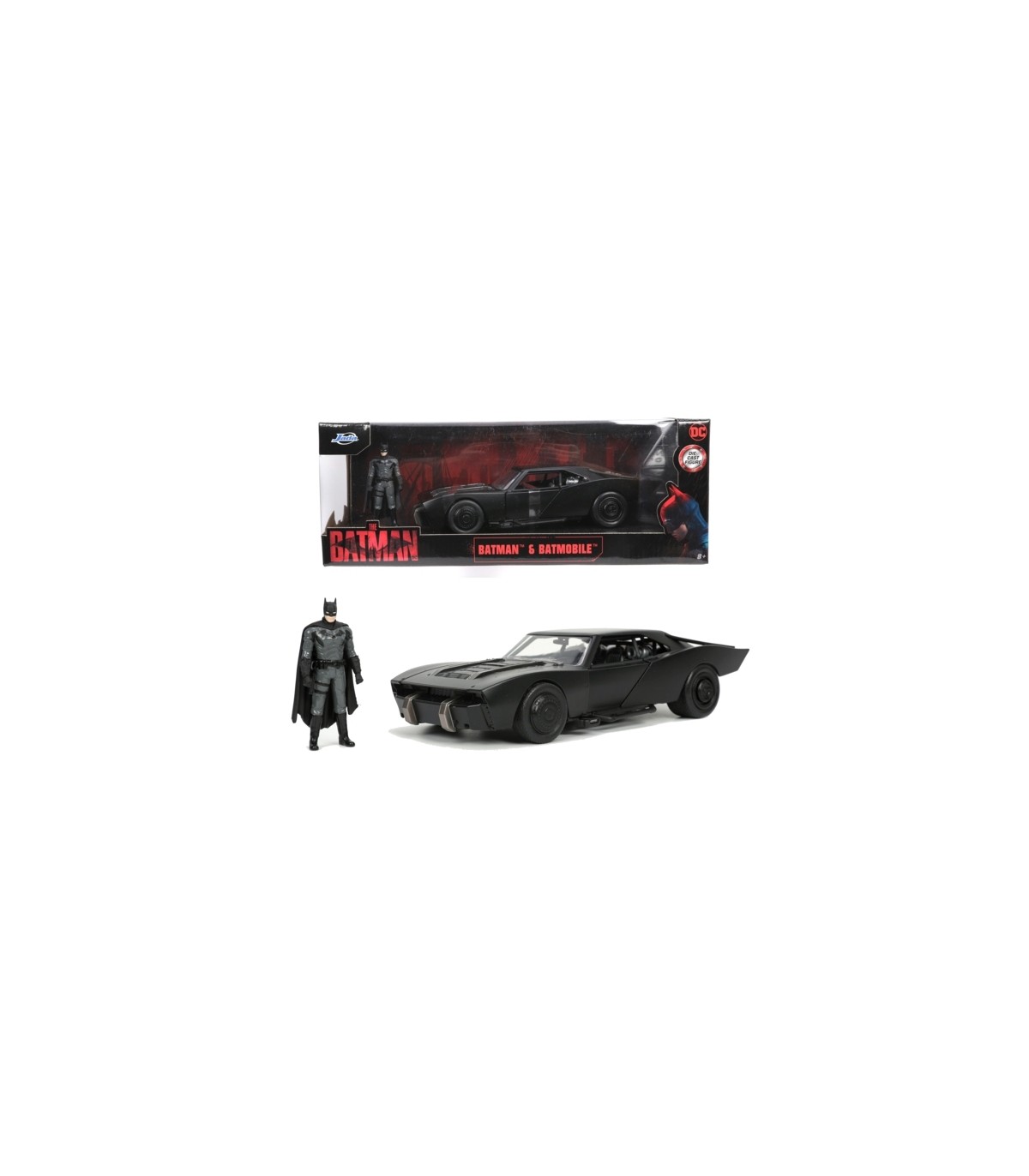 The Batman Batmobile 2022 in scala 1:24 con personaggio, funzionamento a ruota libera