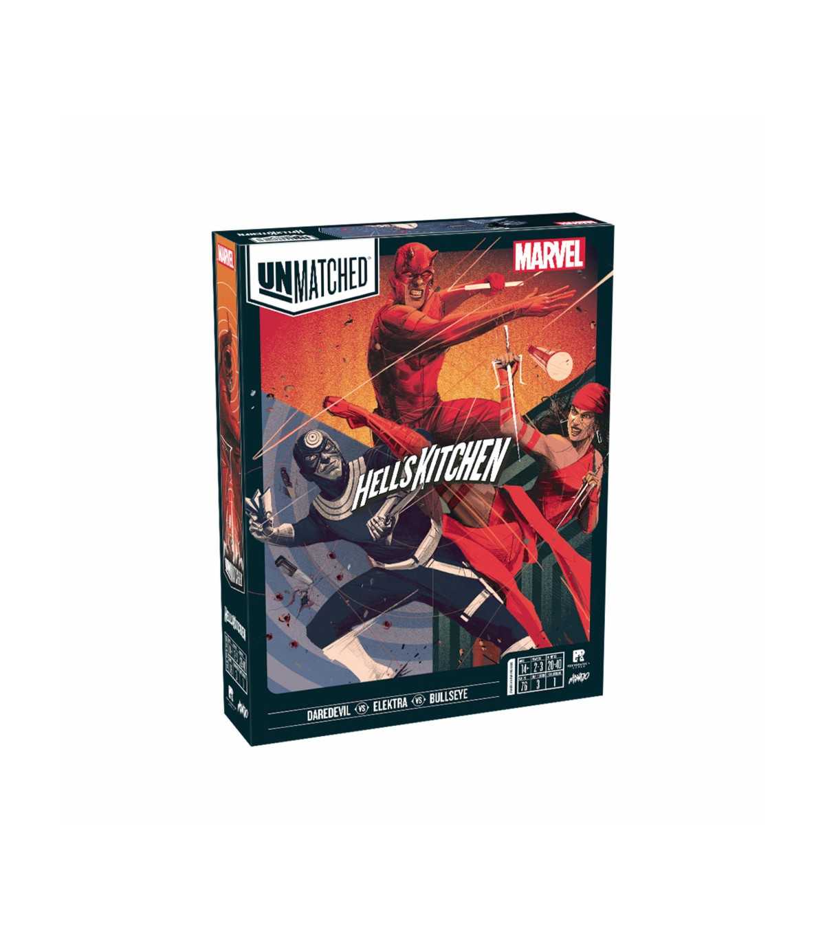 Unmatched Marvel: Hell's Kitchen - Gioco di Combattimento Strategico per 2-3 Giocatori con Daredevil e Bullseye