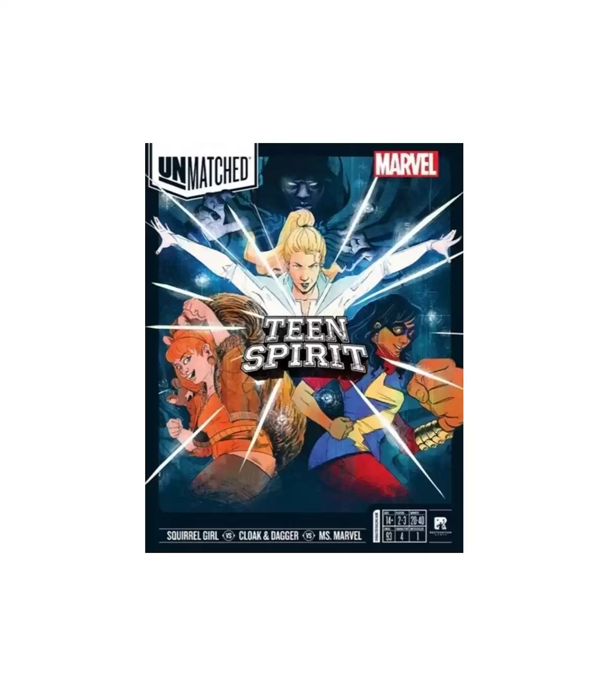 Unmatched: Marvel - Teen Spirit - Gioco di Carte Strategico con Miniature - 2-3 Giocatori - Ms. Marvel, Squirrel Girl & Cloak an