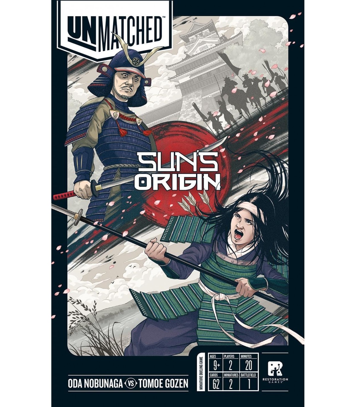 Unmatched: Sun's Origin - Gioco di Carte con Oda Nobunaga e Tomoe Gozen, 2 Giocatori, 20 Minuti, Italiano