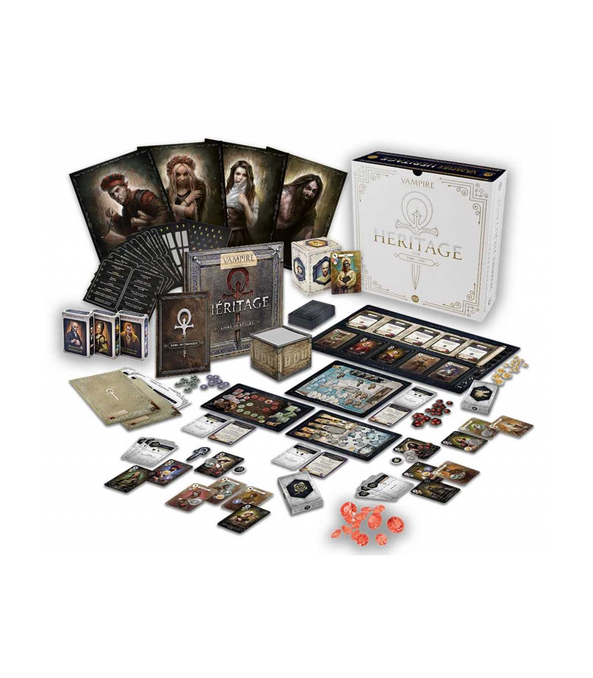 Vampiri The Masquerade: Heritage Kickstarter Edition - Gioco da Tavolo Horror Legacy per 2-4 Giocatori, 60 Minuti di Strategia!